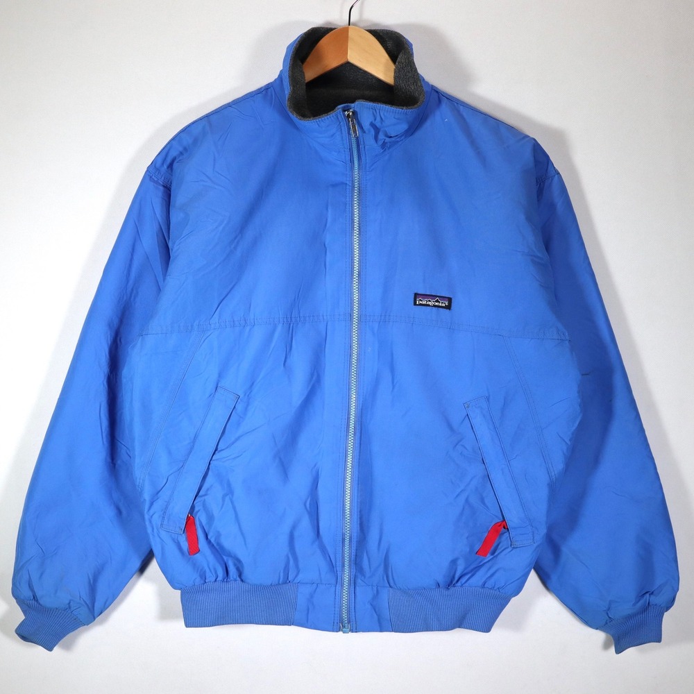 Patagonia Shelled Synchilla Jacket Mens L Blue Vintage Fleece Lined Bomber USA